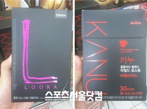 남양유업이 출시한 인스턴트 원두커피 루카(왼쪽)와 동서식품의 카누.