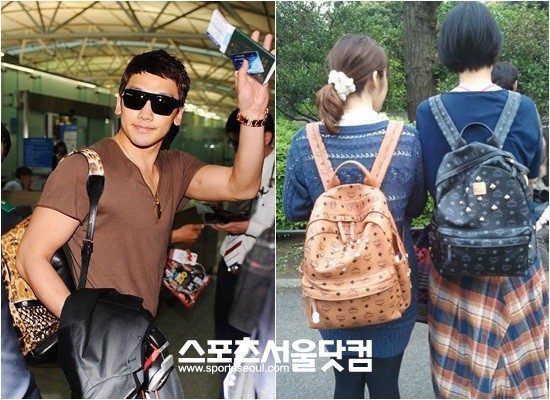 일명 아이돌 백팩이라 불리는 MCM 백팩을 멘 비(왼쪽)와 일본인 팬들의 뒷 모습./도쿄=이현경 기자