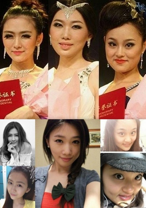 미스 인터내셔널 중국 충칭 지역 대회 수상자인 2위 양안치, 1위 옌멍, 3위 타오위제.(왼쪽부터)/중국 웨이보 캡처