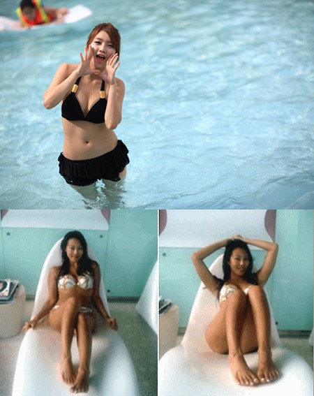 변서은(위)과 김엔젤라가 관능미 넘치는 비키니 맵시를 뽐내고 있다. /SBS 플러스 제공 및 김엔젤라 미니홈피