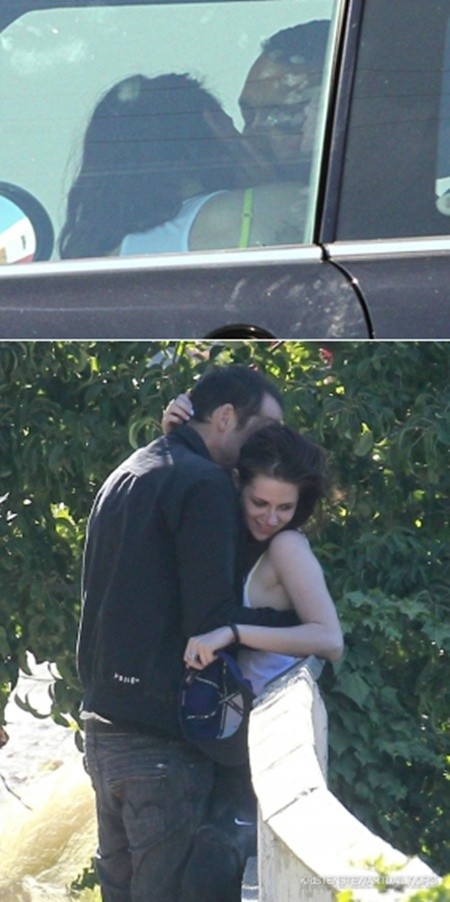 크리스틴 스튜어트(아래 오른쪽)와 루퍼트 샌더스 감독이 뜨거운 스킨십을 나누고 있다./kristenstewartdaily.org 제공