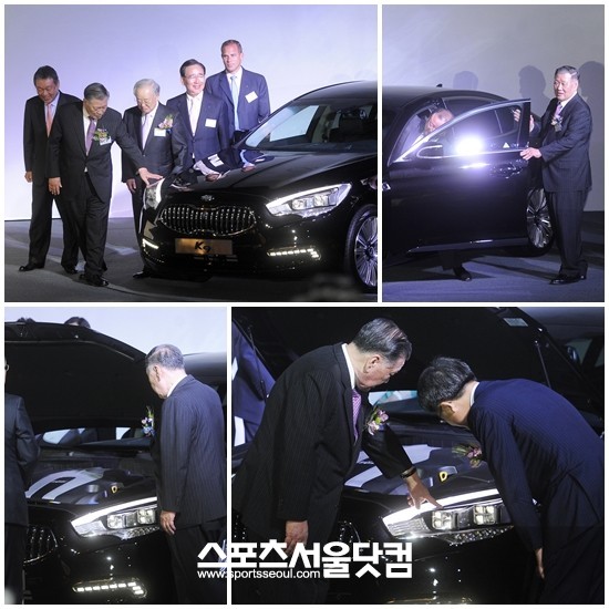 지난 5월 정몽구 현대차그룹 회장은 기아자동차 K9 신차발표회에서 차량 곳곳을 꼼꼼히 살피며 큰 관심을 나타냈다.