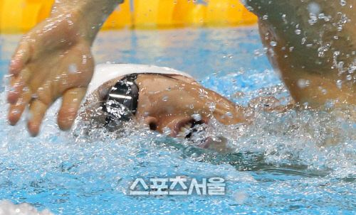 박태환 선수가 3일 런던 올림픽 아쿠아틱스 센터에서 열린 1500m 자유형 예선 경기에 출전해 역영하고 있다. 20120803. 런던=올림픽사진공동취재단b