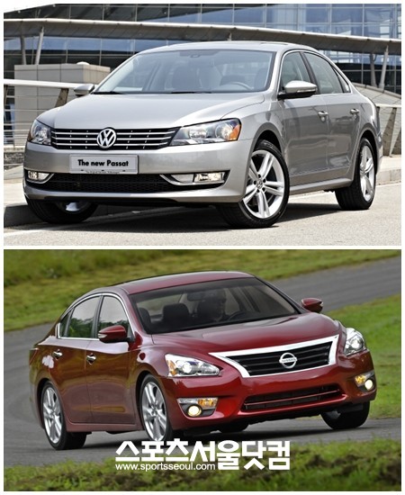 폭스바겐 파사트(위쪽)와 닛산 알티마가 올 하반기 국내에 출시된다.