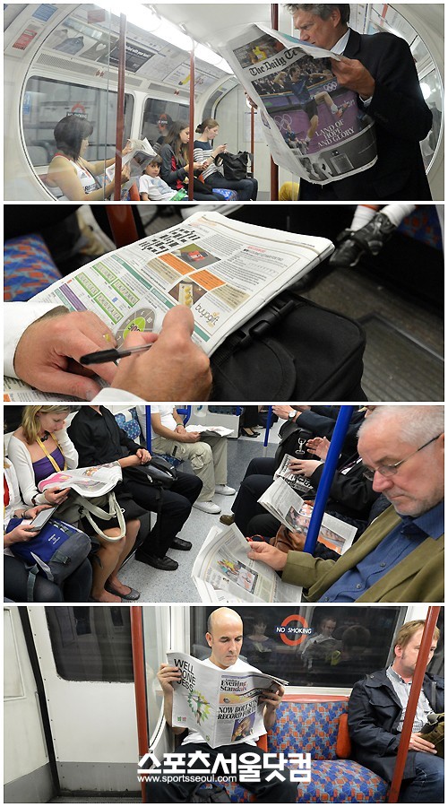 휴대전화가 신호가 잘 안잡히는 런던 지하철에서는 신문을 보는 사람들을 싶게 찾을 수 있습니다. 우리나라처럼 모바일로 인터넷을 접속하는것은 상상도 못할 일이죠.