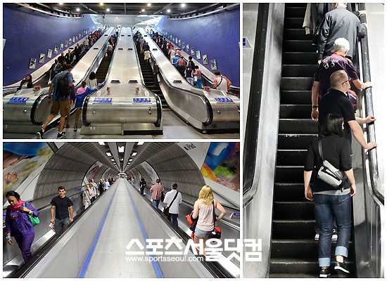 환승 및 출구 방향에 대부분 에스컬레이터가 설치 돼 있습니다. 우리나와 달리 오른쪽은 서 있는 곳, 왼쪽은 보행이 가능한 곳이더군요.