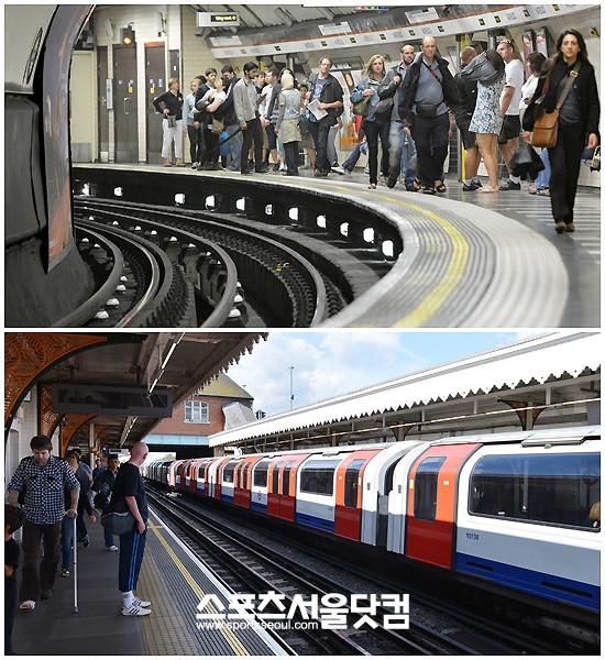 런던 지하철도 일부 노선에서 우리나라와 같이 지하 구간(위)과 옥외 구간으로 나뉘어 있습니다.