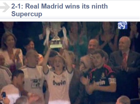 토트넘에서 4년 간 무관을 겪었던 루카 모드리치가 레알 마드리드 이적 후 3일 만에 우승컵을 들어올리며 기뻐하고 있다. / 레알 마드리드 홈페이지 캡처