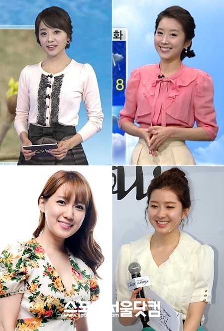 지상파 3사를 대표하는 날씨 여신들. KBS 김혜선, SBS 오하정, MBC 정혜경-이현승 기상캐스터./더팩트DB, KBS·SBS 뉴스 캡처