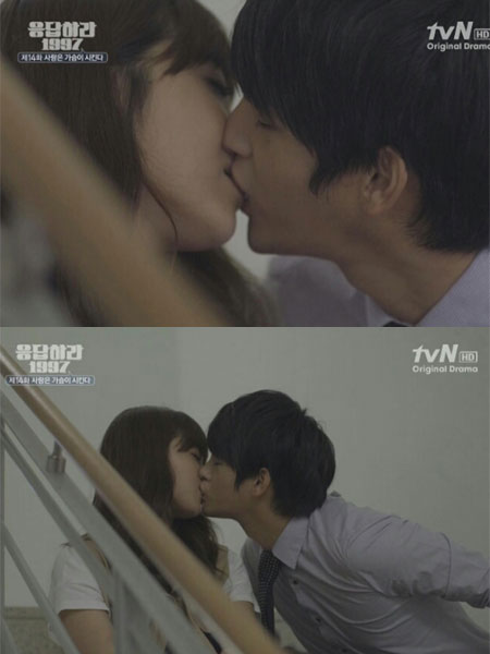 드라마 응답하라 1997에서 서인국과 정은지가 사랑을 확인하는 짜릿한 키스를 나눴다. / tvN 방송 캡처