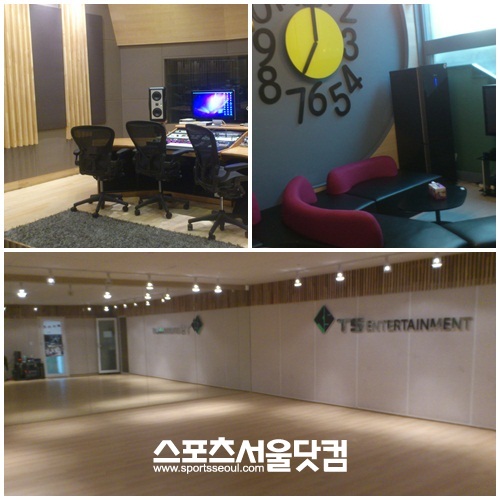 TS엔터테인먼트의 쾌적한 녹음실(위 왼쪽)과 휴식공간, 연습실. /심재걸 기자