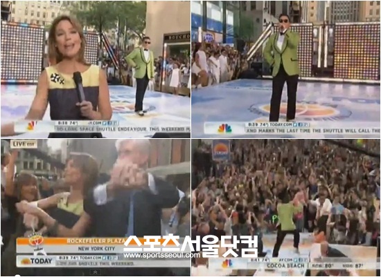 싸이가 미국 NBC 투데이쇼에 출연해 강남스타일을 열창하고 있다./유투브 영상 캡처