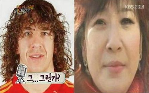 축구선수 푸욜(왼쪽)과 노사연의 닮은꼴 외모가 화제다. / KBS 해피투게더3 캡처