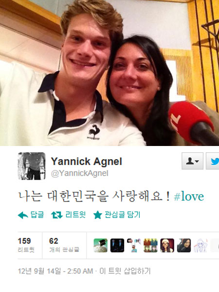 런던올림픽 수영 금메달리스트 야닉 아넬(왼쪽)의 뜬금없는 한국 사랑 고백이 화제다. / 야닉 아넬 트위터 캡처