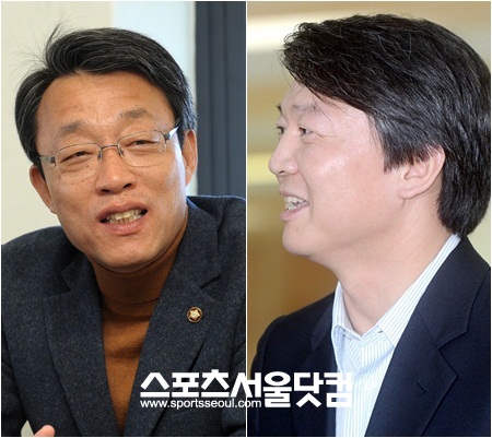 김성식 전 새누리당 의원(왼쪽)이 7일 무소속 안철수 대선 후보의 캠프에 합류하기로 결정했다.
