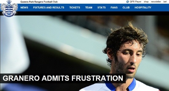 QPR의 간판 미드필더 에스테반 그라네로가 리그 최하위로 처진 팀 성적에 실망감을 나타냈다. / QPR 홈페이지 캡처