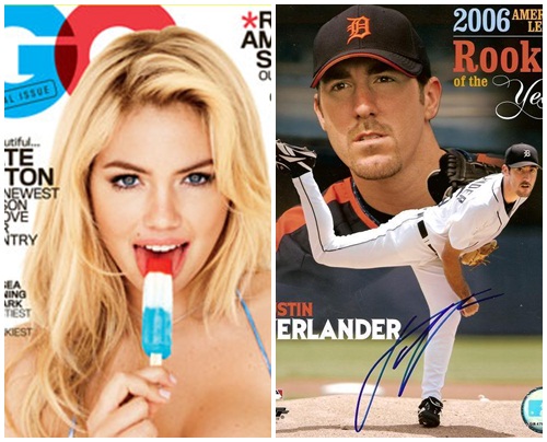 미국 모델 케이트 업튼(왼쪽)과 저스틴 벌랜더가 열애중이다./잡지 표지