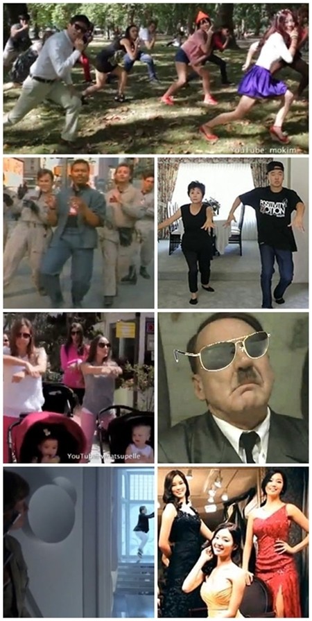 재미있는 강남스타일 패러디 4위부터 10위까지의 영상들./ 유튜브 영상 캡처
