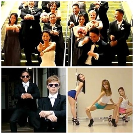 더 선이 선정한 강남스타일 패러디 1위 영상(위)과 2, 3위(왼쪽부터) 영상/ 유튜브 영상 캡처