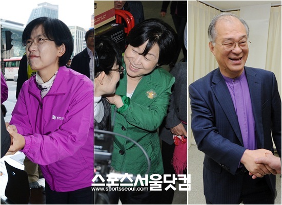 빅3만 대선주자냐, 나도 대선주자다! - 12월에 치뤄질 18대 대통령 선거가 40여일 앞으로 다가왔다. 이른바 박근혜·문재인·안철수 빅3 주자들을 제외한 군소후보들 또한 여론의 무관심(?)속에서 부지런하게 대선행보를 이어가고 있다.통합진보당 이정희, 진보정의당 심상정, 무소속 강지원 후보(왼쪽부터). / 임영무 기자