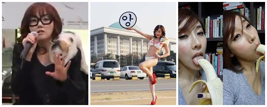 선정적인 퍼포먼스로 논란을 빚은 낸시랭과 곽현화(오른쪽). / 유튜브 캡처, 낸시랭닷컴, 곽현화 미투데이