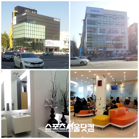 LG전자(왼쪽)와 삼성전자가 서울 강남구 학동사거리에서 격돌한다. /황원영 기자