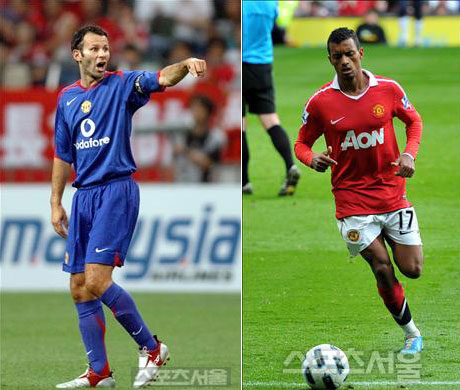 지난 2007년과 2010년 비매너 골 논란에 휩싸였던 맨유 라이언 긱스(왼쪽)와루이스 나니.