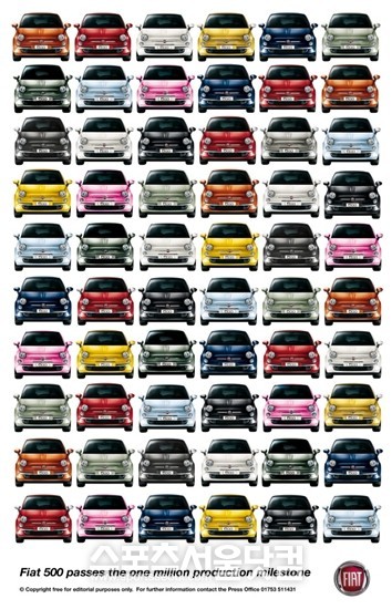 이탈리아 차 피아트 친퀘첸토(500)가 전세계에서 누적 생산 100만대를 돌파했다.