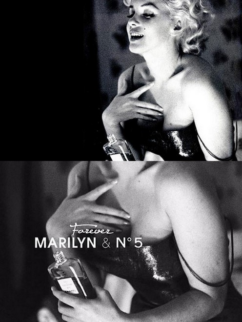 마릴린 먼로가 향수 광고 모델로 등장했다./더 선 보도 캡처