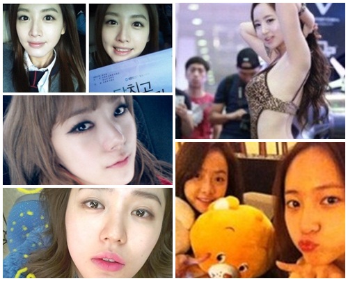 레인보우 재경, 레이싱모델 이예빈, 에프엑스 크리스탈과 빅토리아, 윤은혜, 애프터스쿨 리지(왼쪽 위부터 시계방향)/각 스타 트위터, 미투데이