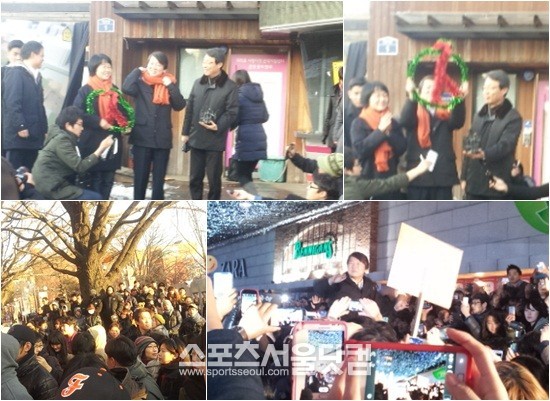 안철수 전 무소속 대선 후보는 7일 오후 서울 동숭동 마로니에 공원과 서울 삼성1동 코엑스를 찾아 시민들에게 투표 참여를 독려했다. / 정현정 기자