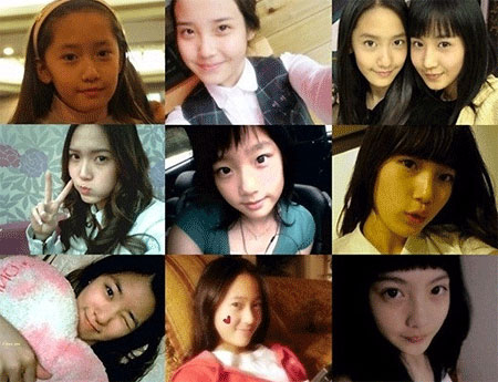 아이돌 데뷔 전 셀카 사진은 여자 아이돌들의 풋풋한 시절을 엿볼 수 있다. / 온라인 커뮤니티 캡처