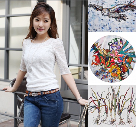 최근 출산 후 화가로서 데뷔하는 민송아가 난간에 기댄채 미소를 짓고 있다. / 민송아 미니홈피.