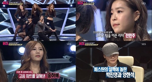 베스틴이 마이클 잭슨의 댄저러스와 소녀시대의 더 보이스를 믹스해 화려한 퍼포먼스를 보여주고 있다.