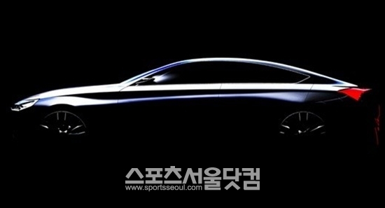 현대자동차가 14일 열리는 2013 디트로이트 모터쇼에 제네시스 후속 모델로 알려진  HCD-14를 세계 최초로 공개한다./ 현대차  HCD-14 티저 이미지