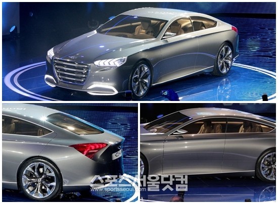 현대자동차가 14일(현지시각) 미국 디트로이트 코보 센터에서 열린 2013 디트로이트 모터쇼에서 스포츠세단 콘셉트카 HCD-14를 세계 최초로 공개했다.