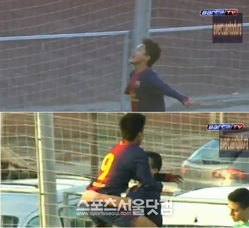 바르셀로나 카데테B의 이승우가 2경기 연속 4골을 터뜨리며 화제를 모았다. / 유튜브 영상 캡처