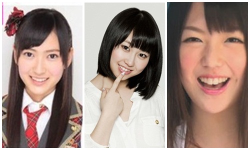 AKB48 9기 연구생(연습생)이었던 다카마츠 에리, AKB48 2기 멤버 고바야시 가나, 슈퍼걸즈 멤버 가노 가에데(왼쪽부터)/AKB48 공식 홈페이지. 슈퍼걸즈 뮤직비디오