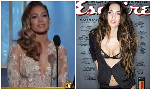 할리우드 섹시 스타 제니퍼 로페즈(왼쪽)와 메간 폭스/TV화면 캡처, 에스콰이어 표지