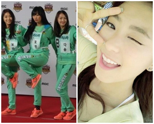 체육복을 입고도 빼어난 몸매를 자랑한 씨스타 효린(왼쪽)과 깜찍한 윙크 셀카를 공개한 보라/온라인 커뮤니티, 씨스타 공식 트위터