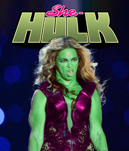 비욘세의 굴욕적인 사진이 헐크로 패러디 돼 화제를 모으고 있다. / 국외 온라인 커뮤니티 캡처