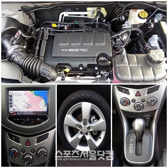 국내 최초로 1.4ℓ 4기통 가솔린 터보 엔진은 작은 배기량에도 불구하고 140마력의 최대출력과 최대토크 20.4 kg.m의 주행 성능을 발휘한다. 트랙스의 엔진룸 및 실내 인테리어. / 서재근 기자