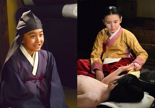 MBC 특별기획드라마 구암 허준에서 각각 허준과 임미현 역에 캐스팅 된 아역배우 강한별(왼쪽)과 김소연이 연기를 선보이고 있다. / MBC 제공.