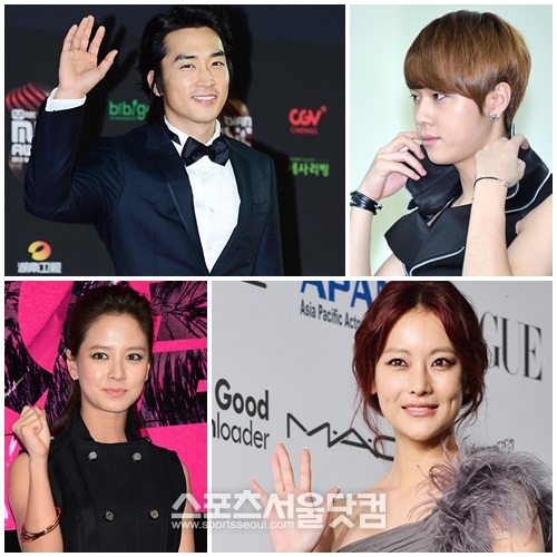 다소 촌스러운 이름에서 탈출해 지금의 이름으로 세련된 매력을 뽐내는 스타들. 송승헌, 용준형, 오연서, 송지효(왼쪽 위 시계방향)./더팩트DB