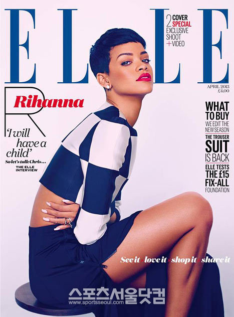 리한나가 엘르 3월호 표지모델로 발탁됐다. / 엘르 UK