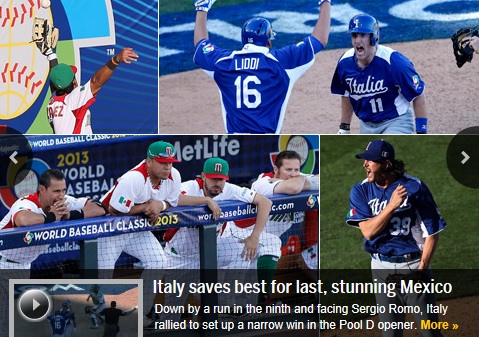 WBC 1라운드 D조 최약체로 꼽혔던 이탈리아가 강호 멕시코에 역전승을 거두고 돌풍을 예고했다. / WBC 홈페이지 캡처