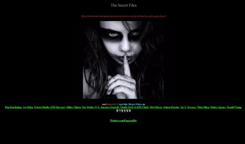 미국 유명인사들의 개인정보를 해킹, 게재한 사이트 화면. 사진 아래 초록색으로 된 이름들을 클릭하면 해당 유명인의 정보를 볼 수 있다.