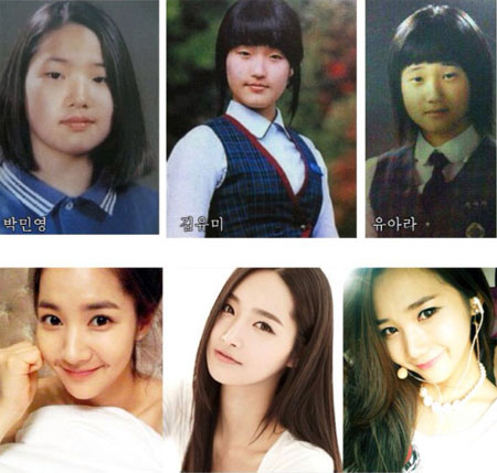 박민영(왼쪽부터), 김유미, 유아라의 과거(위)와 현재 사진이 화제다. / 온라인 커뮤니티 캡처