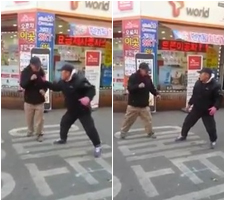 노숙자들의 길거리 싸움 영상이 화제다./유튜브 영상 캡처