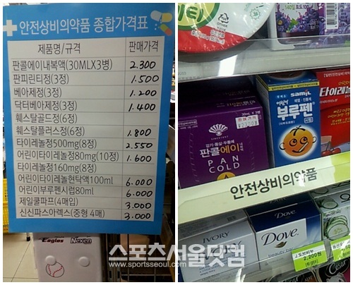 씨유, GS25, 세블일레븐, 미니스톱의 편의점은 점주의 방식대로 가격을 표시해 놨다. 소비자들이 보기 편하도록 한 눈에 정리해놓은 가게도 있었지만 약 표지에 일일이 써 붙인 가게도 있었다.